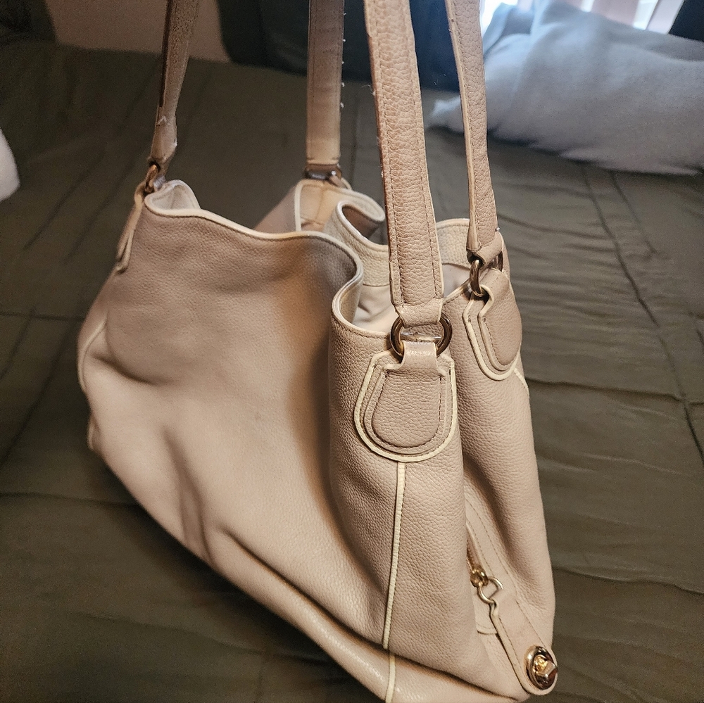 Coach Light Gray Leather Hobo Bag - Picture 3 of 8